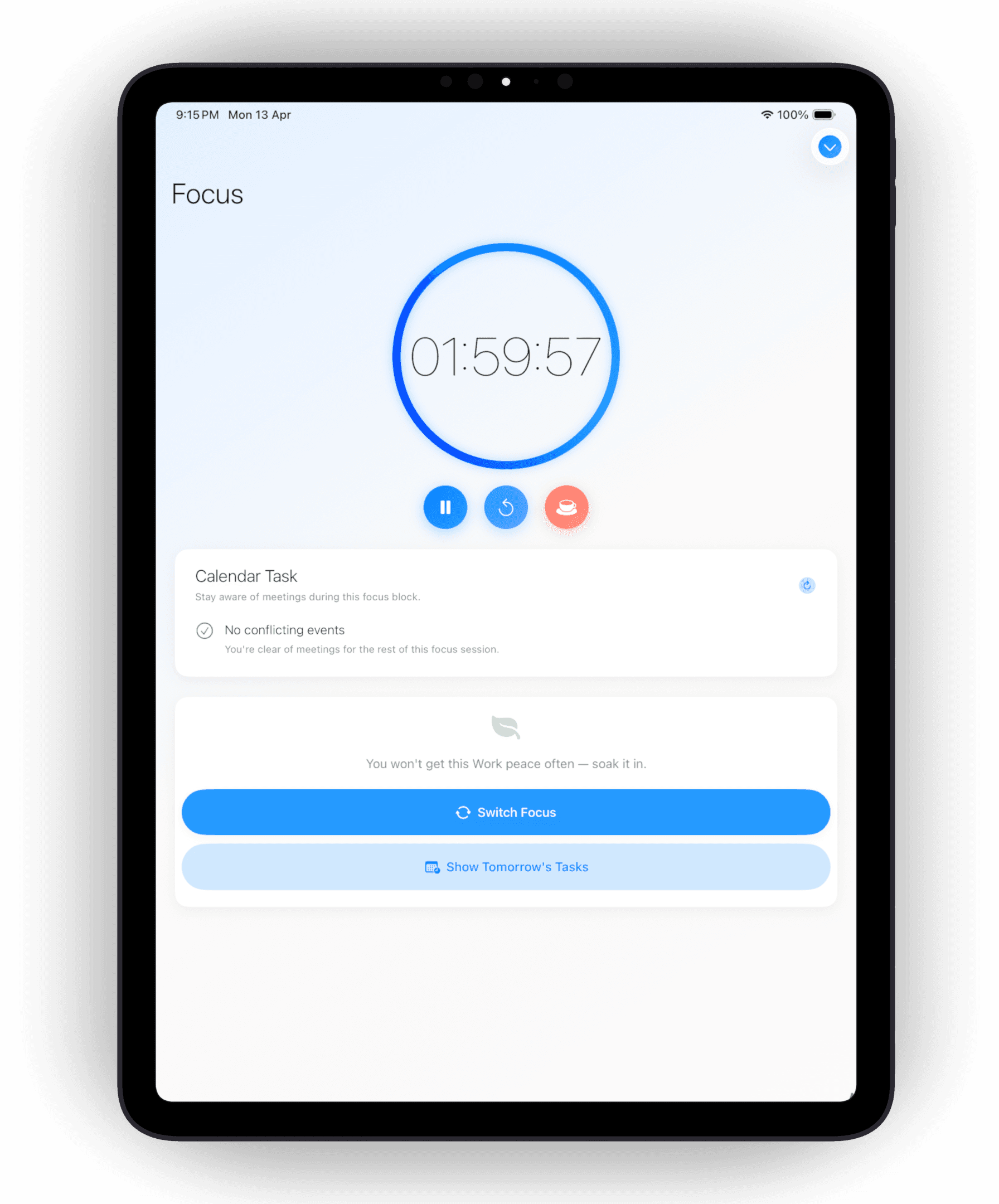 Telion Focus Mode on iPad